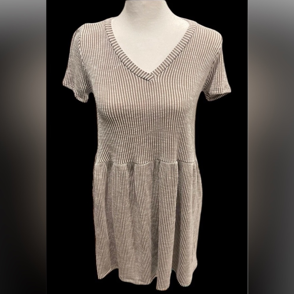 Anthropologie Caution to the Wind Mini Dress Brown Striped stretch Small